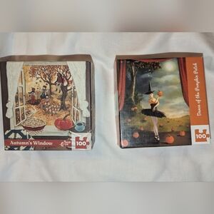 QTY. 2 - 100 piece  New York Puzzle Company Mini Puzzles - Complete